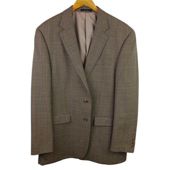 Lauren Ralph Lauren VTG 100% Wool Houndstooth Blazer Sport Coat Brown -Black-Tan - Picture 2 of 6